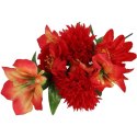 Bukiet 9 sztuk mieszanych kwiatów: 3 Lilie, 4 Amarylisy, 2 Chryzantemy, Kolor Czerwony, Wysokość 58 cm, Wygląd Naturalny