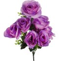 Bukiet Fioletowych Róż z Bukszpanem - Dekoracja Wyglądająca jak Żywa, Wysokość 54 cm