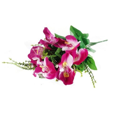 Bukiet Storczyków Fioletowych - 10 Sztuk, Wysokość 45 cm, Kwiaty Sztuczne o Wysokiej Jakości