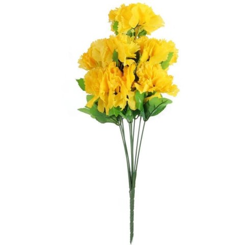 Bukiet Sztucznych Goździków w Kolorze Żółtym z Dodatkiem Gipsówki - 9 Sztuk, 50 cm