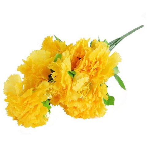 Bukiet Sztucznych Goździków w Kolorze Żółtym z Dodatkiem Gipsówki - 9 Sztuk, 50 cm