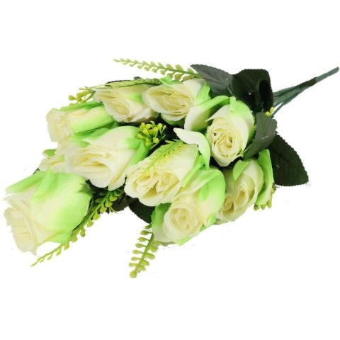 Bukiet Sztucznych Róż - 9 sztuk, Kolor Zielony, Wysokość 45 cm