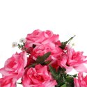 Bukiet Sztucznych Róż z Paprocią, Kolor Jasno Różowy, Wysokość 46 cm