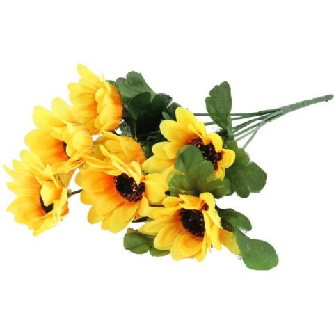 Bukiet Sztucznych Słoneczników - Realistyczne Dekoracje, Kolor Żółty, Wysokość 35 cm
