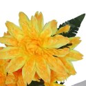 Bukiet sztucznych kwiatów 7 dalii z dodatkiem liści paproci w kolorze żółtym