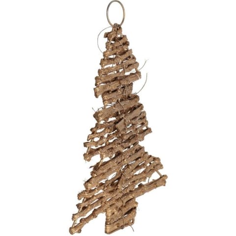 CHOINKA Z RATTANU ZAWIESZKA ZŁOTA 22 CM