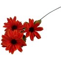 Czerwona Gałązka z 3 Margaretkami - Sztuczny Kwiat o Długości 60cm