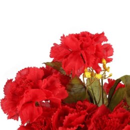 Czerwony Bukiet Sztucznych Goździków z Paprotkami - 18 Szczegółowo Odwzorowanych Kwiatów, Wysokość 48 cm