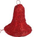 Czerwony Dzwon Świąteczny z Sizalu z Oświetleniem i Brokatem 27x28 cm