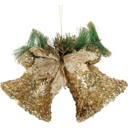 DUŻA DEKORACJA ŚWIĄTECZNA - 2 DZWONY ZAWIESZKA ZŁOTA