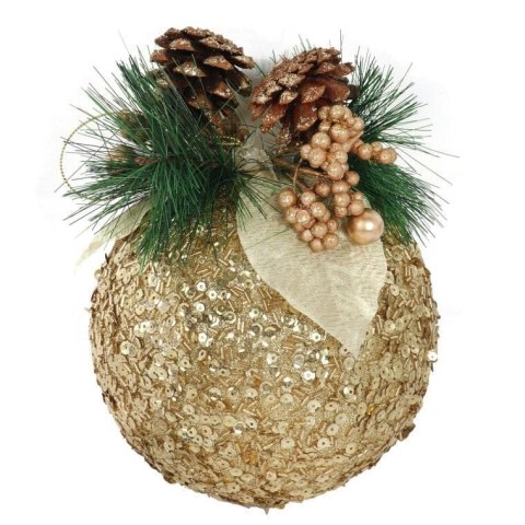 DUŻA DEKORACJA ŚWIĄTECZNA - KULA 20 CM ZAWIESZKA ZŁOTA