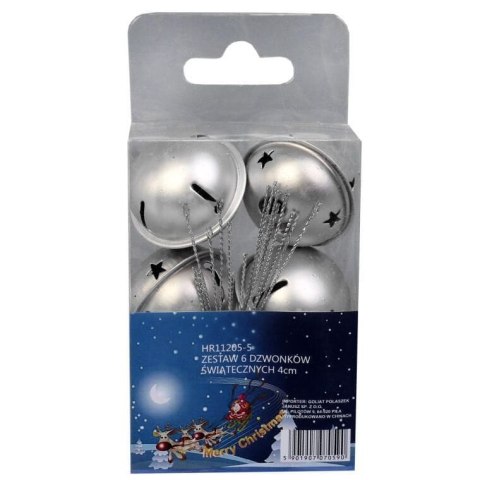 DZWONKI MIKOŁAJA 4 CM ZAWIESZKI SREBRNE METALOWE
