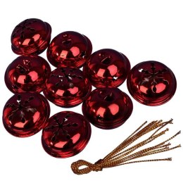 DZWONKI MIKOŁAJA 9 SZT ZAWIESZKI METALOWE CZERWONE