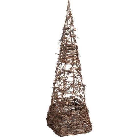 Dekoracyjna Choinka-Stożek z Rattanu w Kolorze Brązowym 60 cm