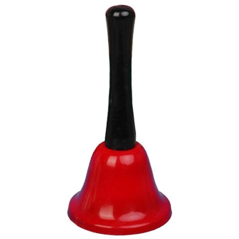 Dzwonek Świętego Mikołaja z Czarną Rączką do Kostiumu Mikołajowego - Metalowy, Kolor Czerwony
