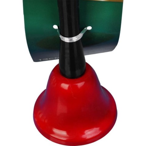 Dzwonek Świętego Mikołaja z Czarną Rączką do Kostiumu Mikołajowego - Metalowy, Kolor Czerwony