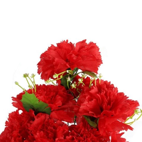 Elegancki Bukiet Sztucznych Goździków z Gipsówką w Kolorze Czerwonym - 50 cm