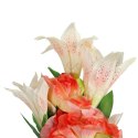 Elegancki Sztuczny Bukiet 9 Kwiatów Mix Róż i Lili w Kolorze Łososiowym o Wysokości 60 cm