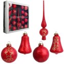 Elegancki Zestaw 18 Czerwonych Bombek Szklanych z Czubkiem do Dekoracji Choinki