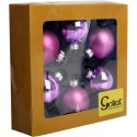 Elegancki Zestaw 6 Szklanych Bombek Świątecznych, Kolor Fioletowy