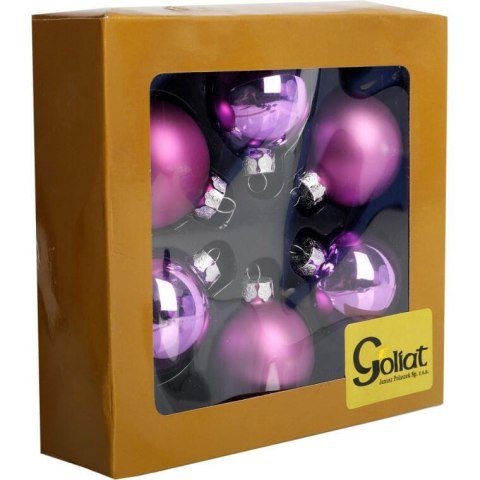 Elegancki Zestaw 6 Szklanych Bombek Świątecznych, Kolor Fioletowy