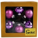 Elegancki Zestaw 6 Szklanych Bombek Świątecznych, Kolor Fioletowy