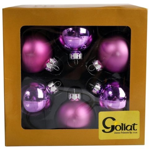 Elegancki Zestaw 6 Szklanych Bombek Świątecznych, Kolor Fioletowy