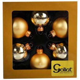 Elegancki Zestaw 6 Złotych Szklanych Bombek Świątecznych z Czubem