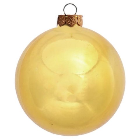 Elegancki Zestaw 6 Złotych Szklanych Bombek Świątecznych z Czubem