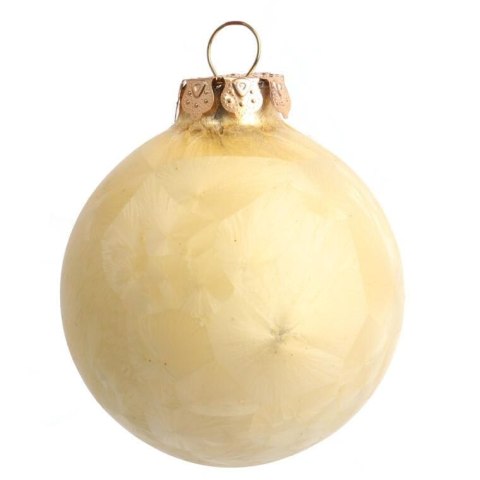 Elegancki Zestaw Świątecznych Bombek Szklanych i Czubka w Kolorze Kremowym - 18 sztuk