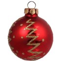 Elegancki Zestaw Świątecznych Bombek Szklanych z Czubkiem - Kolor Czerwony, 18 Sztuk