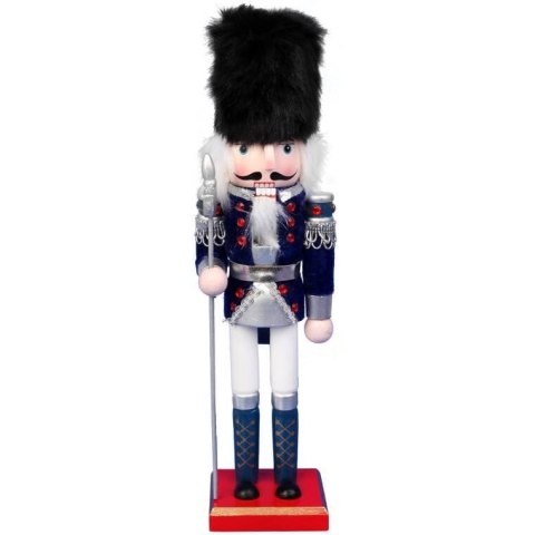 Figurka Świąteczna Dziadek do Orzechów 30cm - Drewniana Ozdoba w Kolorze Granatowym