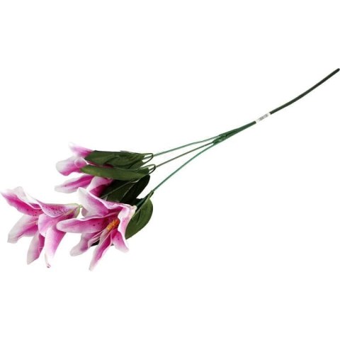 Fioletowa Dekoracyjna Gałązka z 3 Kwiatami Lilii (60 cm)