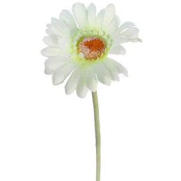 Gerbera Dekoracyjna Wyglądająca jak Żywa, Kolor Biało-Zielony, 55cm