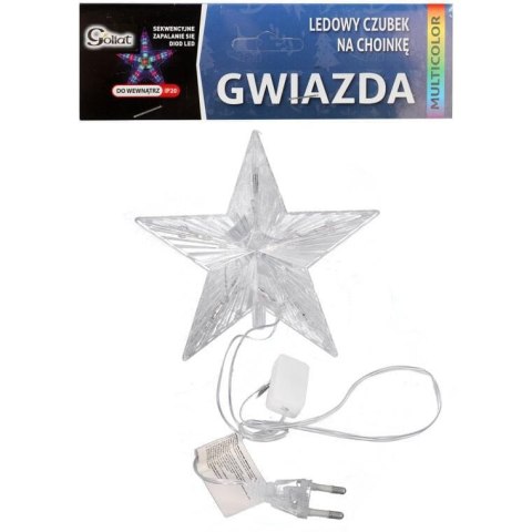 Gwiazda LED na czubek choinki z multi światłem 16 cm