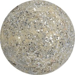 KULA DO POWIESZENIA Z SIZALU BIAŁO SREBRNA 15 CM