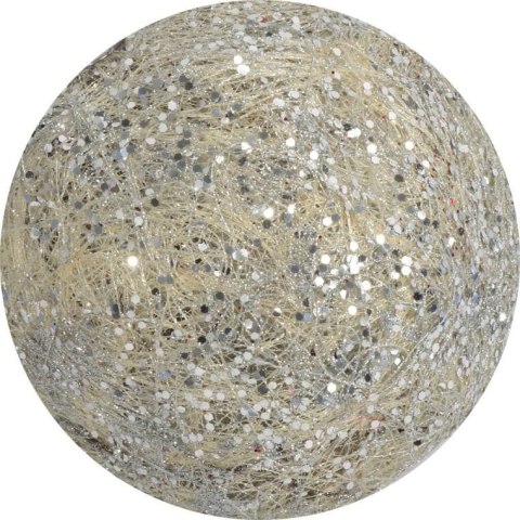 KULA DO POWIESZENIA Z SIZALU BIAŁO SREBRNA 15 CM