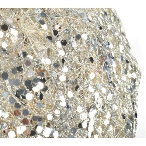 KULA DO POWIESZENIA Z SIZALU BIAŁO SREBRNA 15 CM