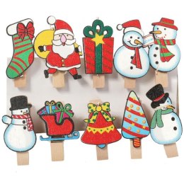 Klamerki Drewniane Multikolor do Dekoracji Bożonarodzeniowych 10 szt. 4 cm