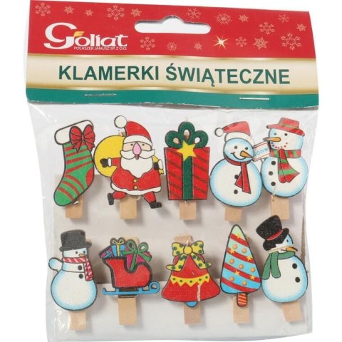 Klamerki Drewniane Multikolor do Dekoracji Bożonarodzeniowych 10 szt. 4 cm