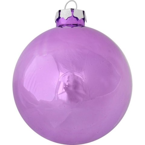 Komplet 4 Eleganckie Bombki Szklane 8cm w Kolorze Fioletowym - Dwie Matowe, Dwie Dekorowane