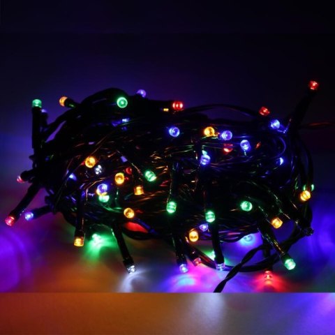 Komplet Lampek Choinkowych 100 LED Multikolor z Efektem Flash i Dodatkowym Gniazdem, Odpornych na Warunki Atmosferyczne IP44