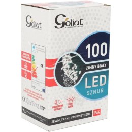 Komplet Lampek Choinkowych 100 LED Zimny Biały z Efektem Flash i Dodatkowym Gniazdem, Odporny na Wodę (IP44)
