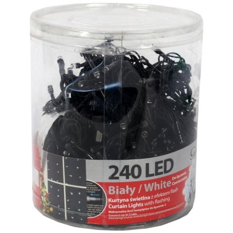Kurtyna 240 lampek LED z efektem flash i dodatkowym gniazdem biała