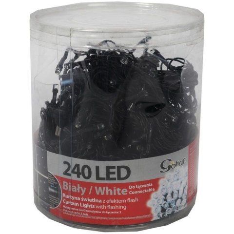 Kurtyna 240 lampek LED z efektem flash i dodatkowym gniazdem biała