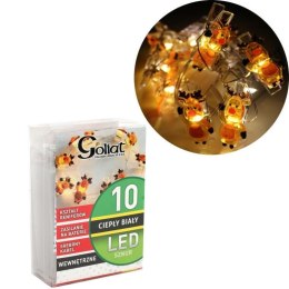 Lampki Świąteczne Reniferki LED na Klamerkach 10 Sztuk, Brązowe, Zasilanie Bateryjne, Długość 130 cm