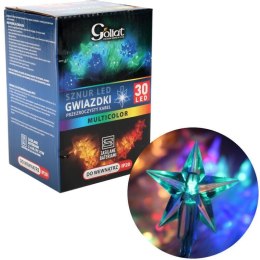 Multikolorowe Lampki LED w Kształcie Gwiazdek - Sznur 30 Sztuk - Zasilanie Bateryjne