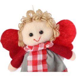 Ozdoba bożonarodzeniowa zawieszka ANIOŁEK z materiału 15 cm CZERWONA