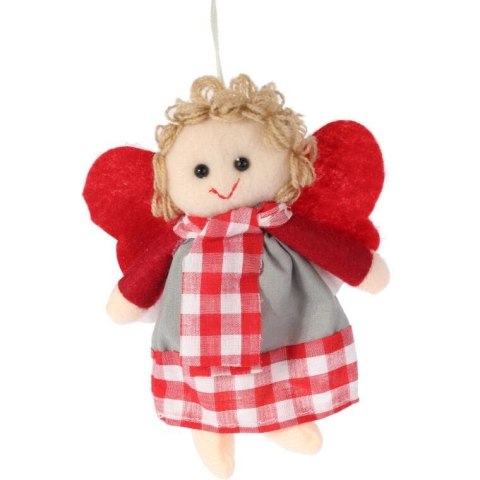 Ozdoba bożonarodzeniowa zawieszka ANIOŁEK z materiału 15 cm CZERWONA