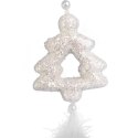 Ozdoba bożonarodzeniowa zawieszka CHOINKA Z PIÓRKAMI 30 cm BIAŁA